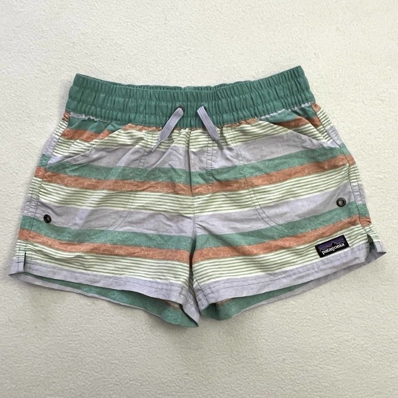Patagonia Other - Patagonia Stripe Costa Rica Baggies Girl Elastic Drawstring Water Shorts 67087 L